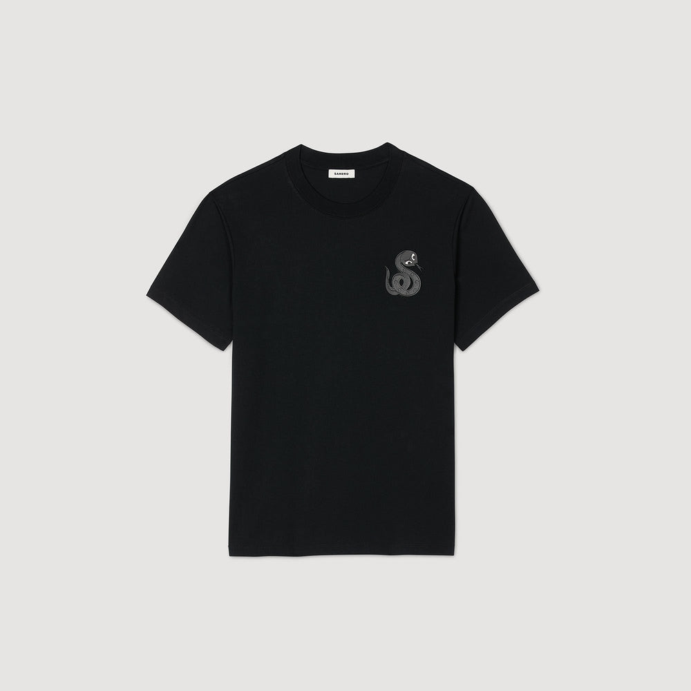 Sandro / T-shirt with snake detail Black