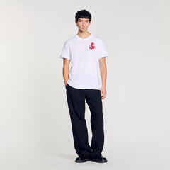 Sandro / T-shirt with snake detail Optic White