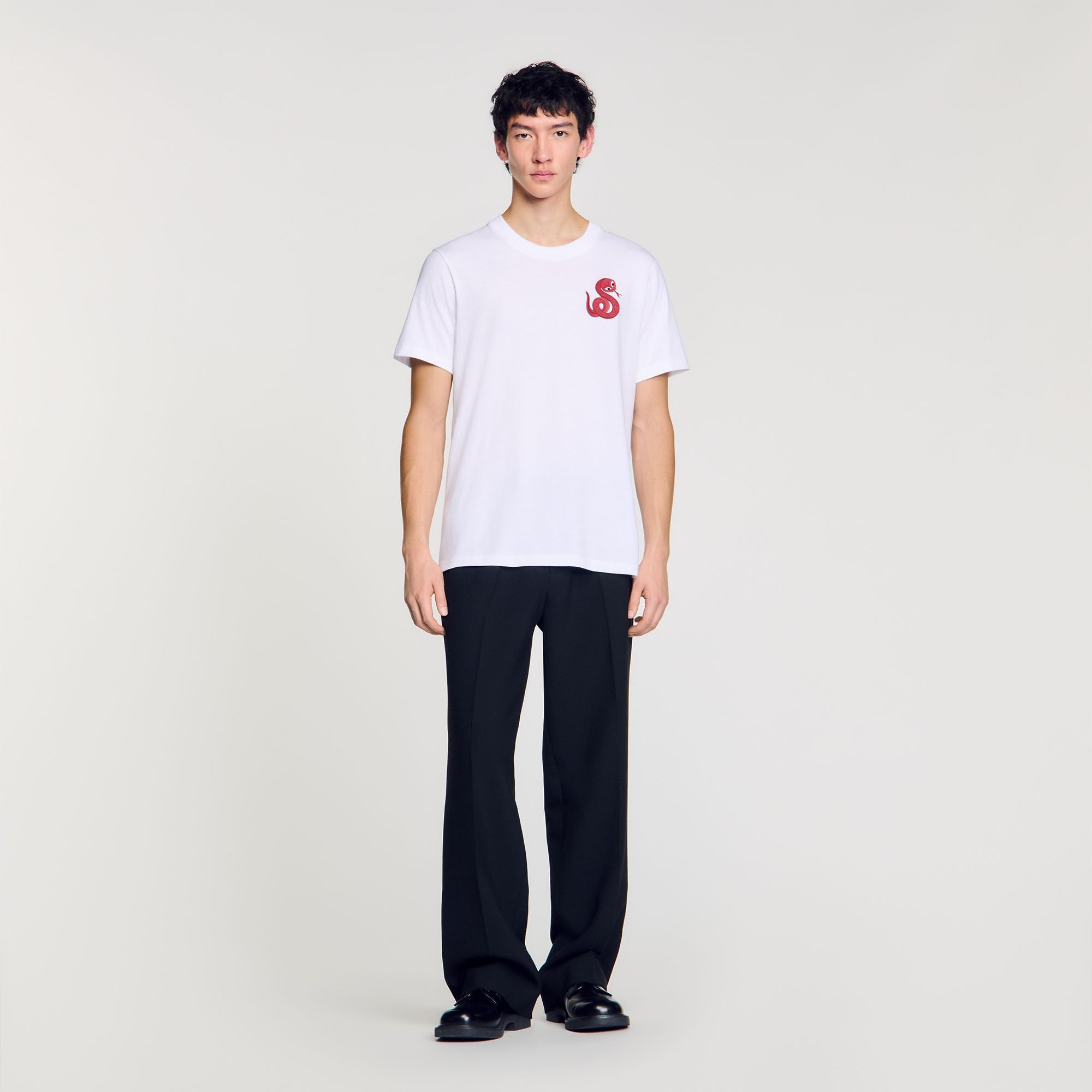 Sandro / T-shirt with snake detail Optic White