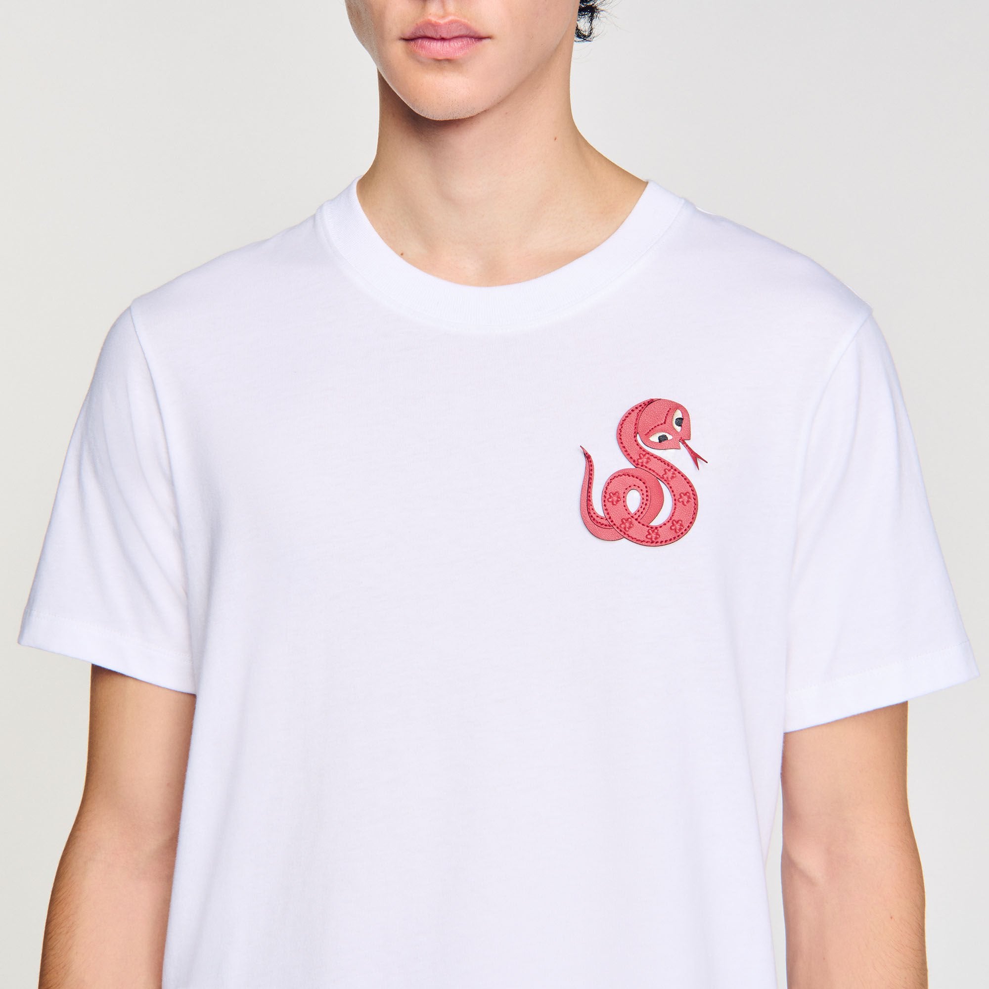 Sandro / T-shirt with snake detail Optic White