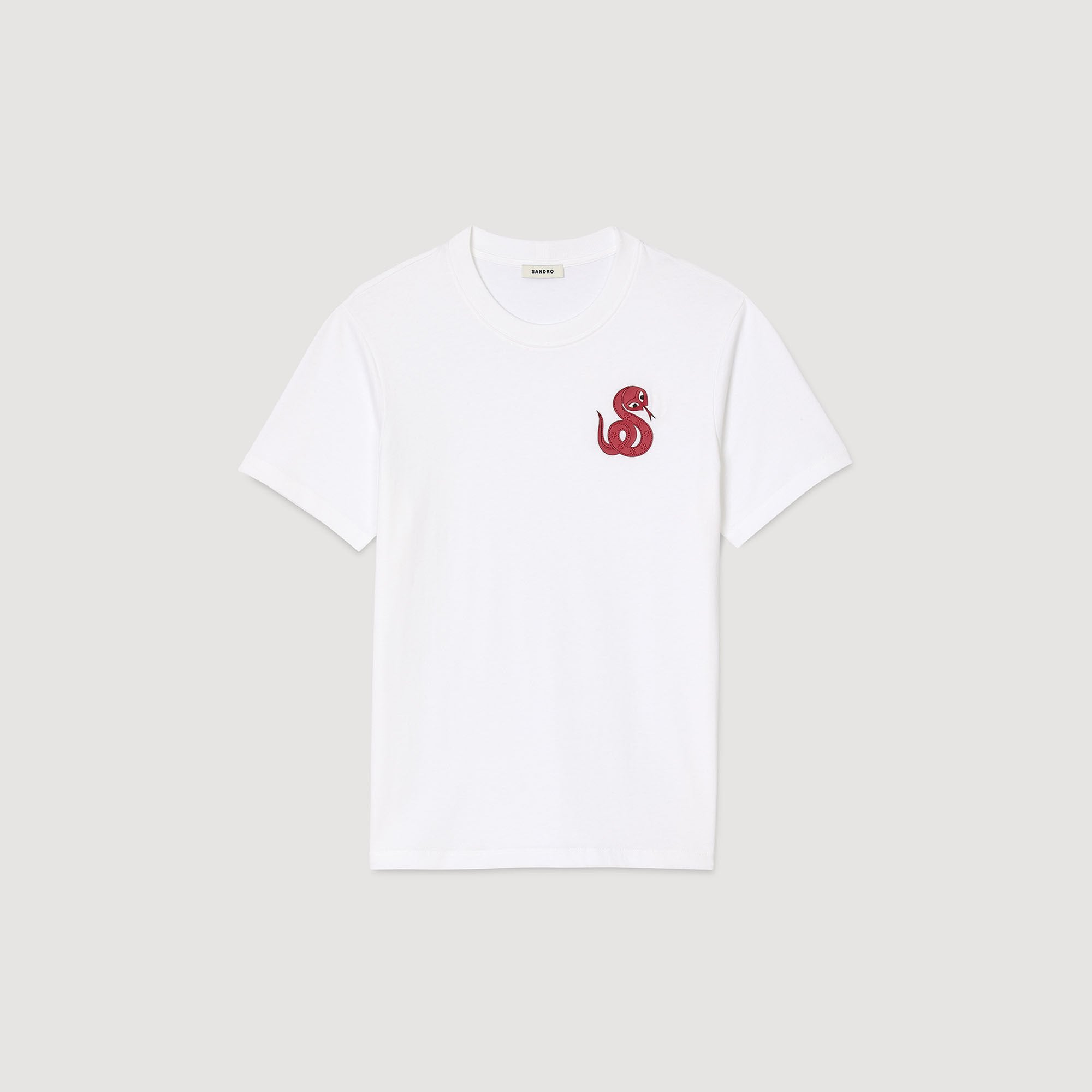 Sandro / T-shirt with snake detail Optic White