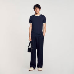 Sandro / Two-tone patch T-shirt Navy Blue