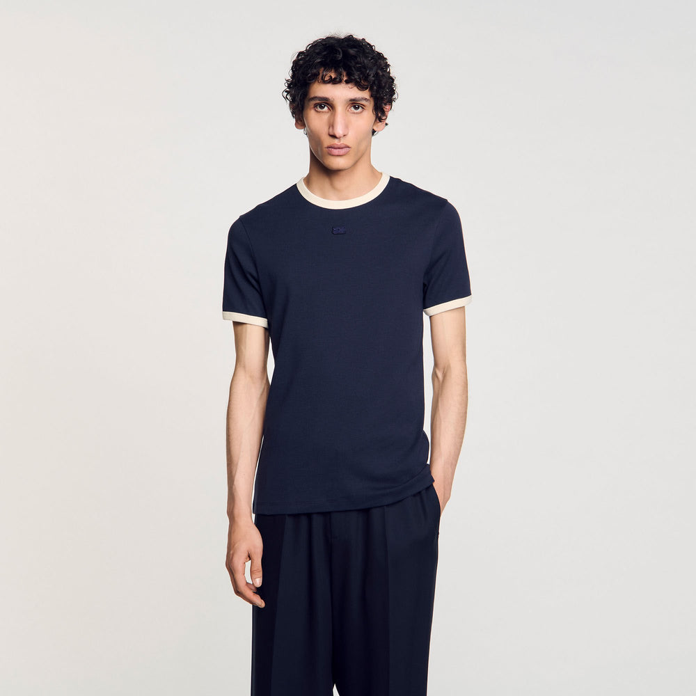Sandro / Two-tone patch T-shirt Navy Blue