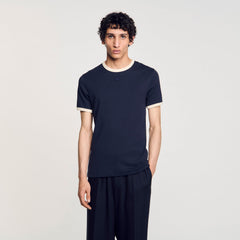 Sandro / Two-tone patch T-shirt Navy Blue