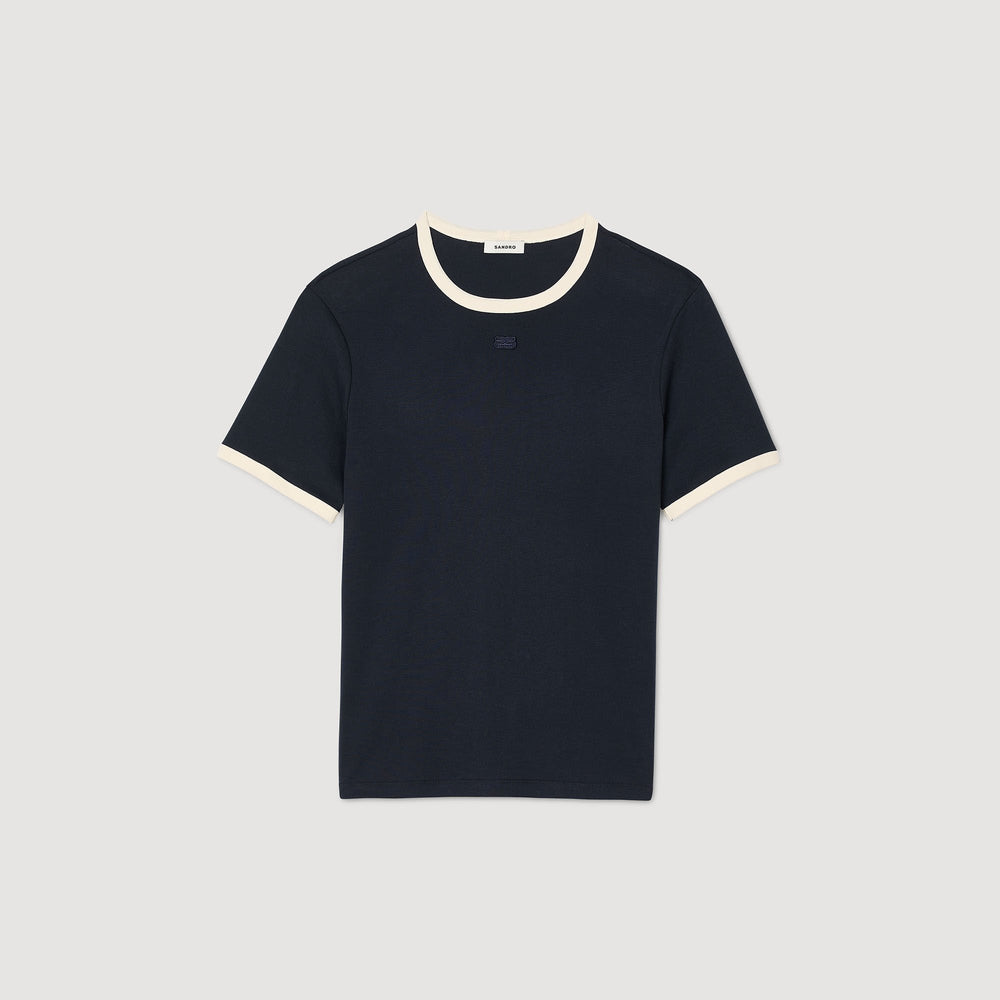 Sandro / Two-tone patch T-shirt Navy Blue