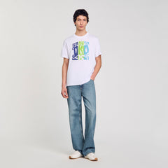 Sandro / Wave print cotton T-shirt Optic White