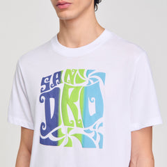 Sandro / Wave print cotton T-shirt Optic White