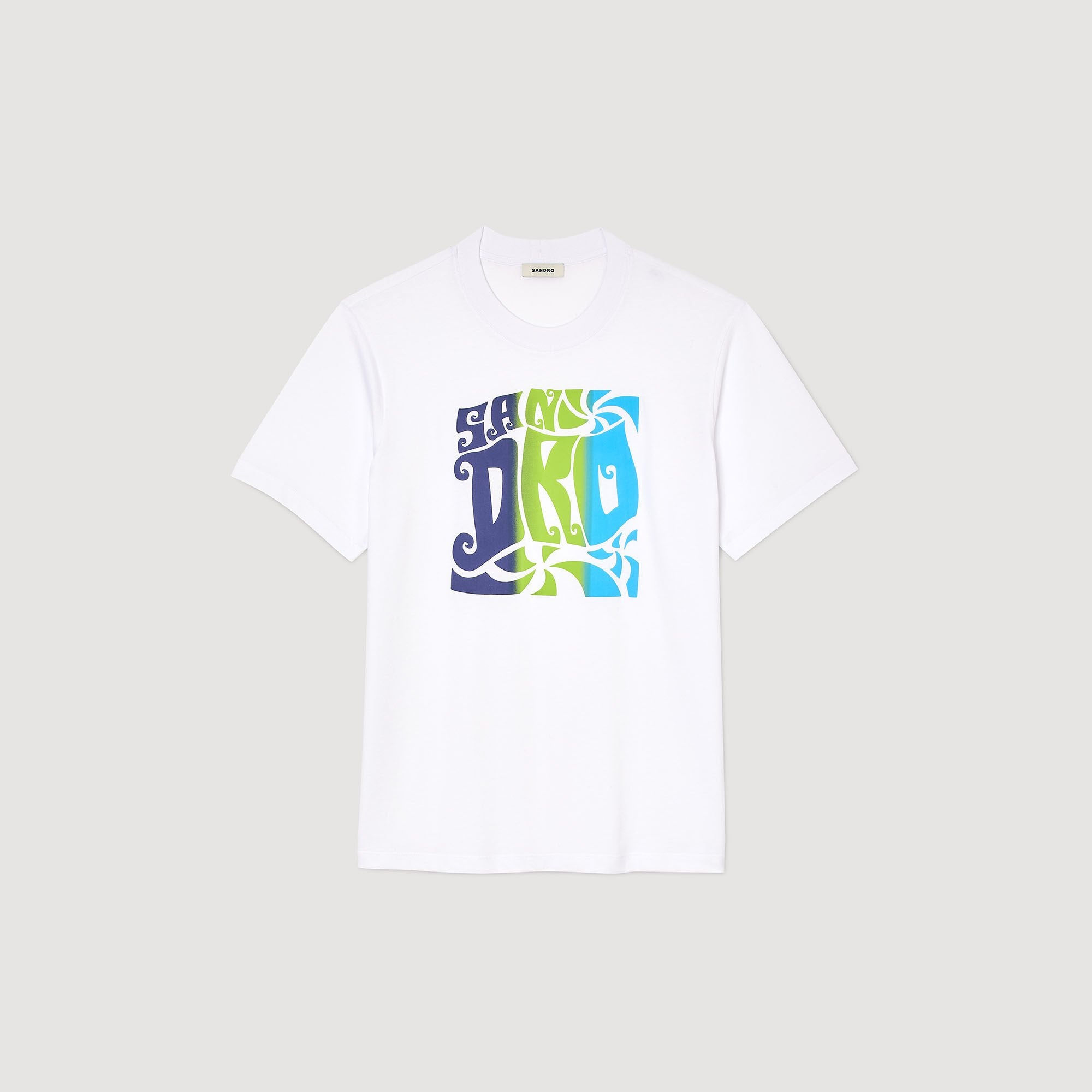 Sandro / Wave print cotton T-shirt Optic White