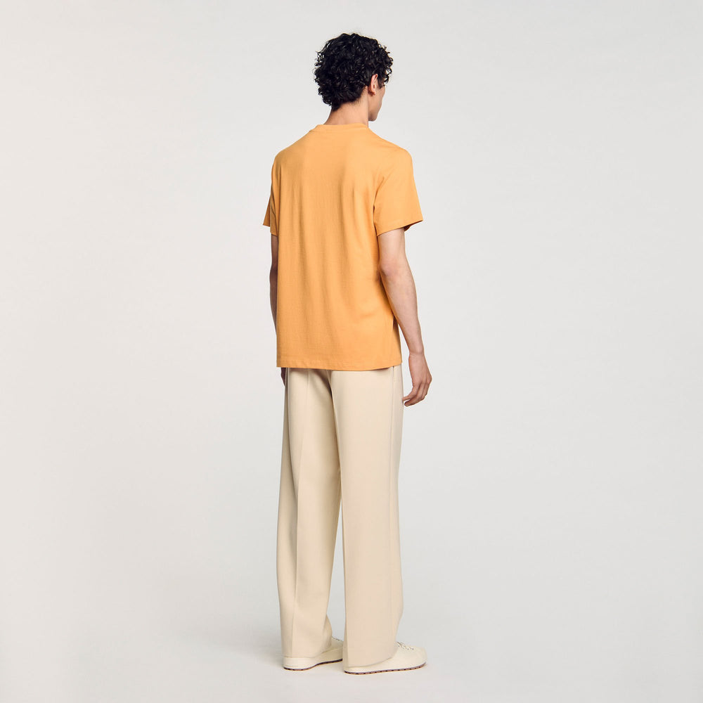 Sandro / Wave print cotton T-shirt Mandarin.