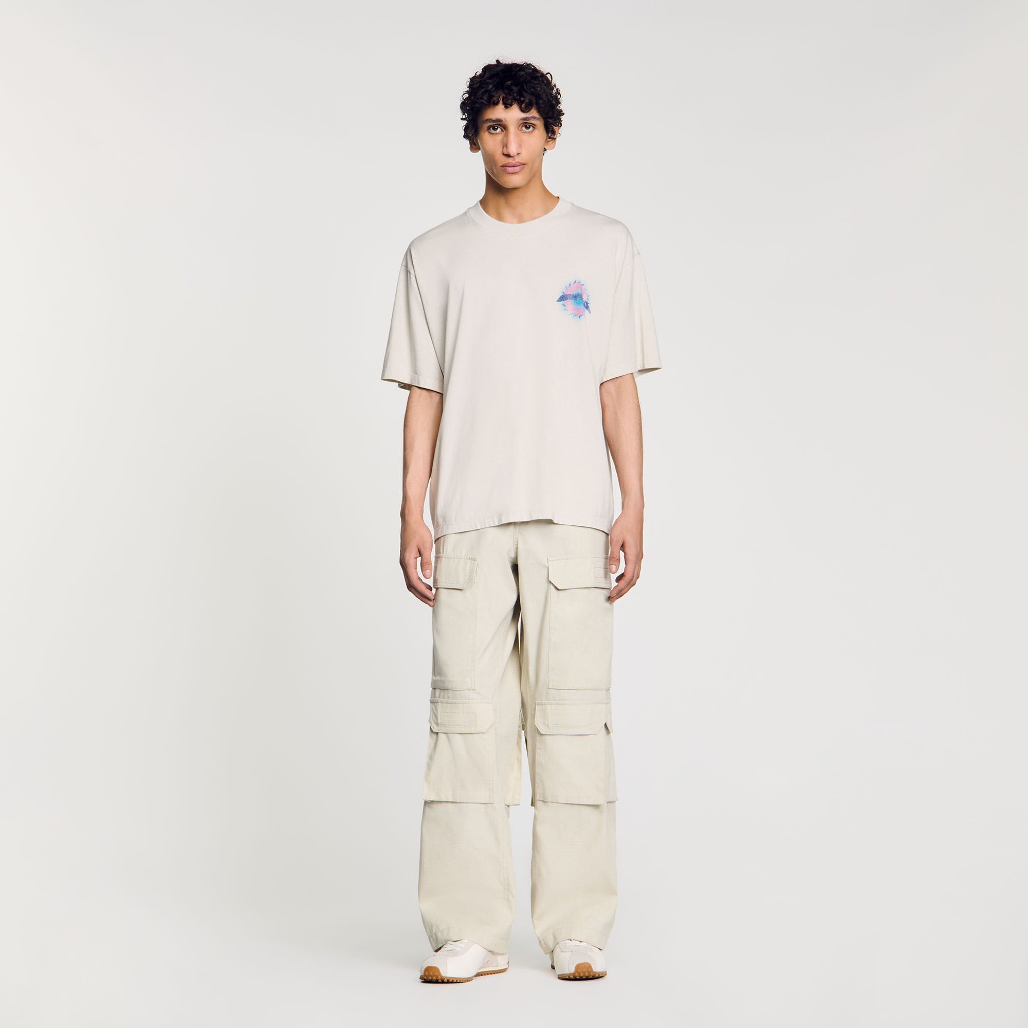 Sandro / Sun motif T-shirt Vintage White