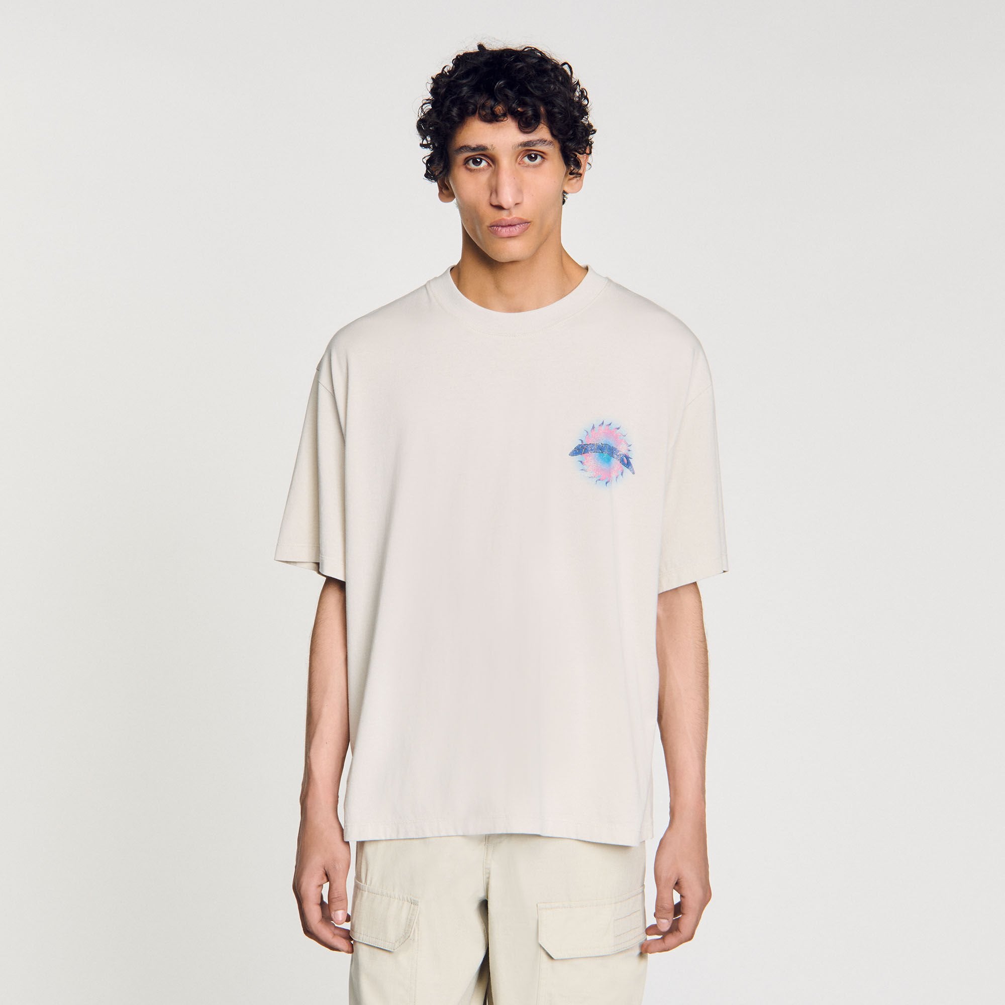 Sandro / Sun motif T-shirt Vintage White