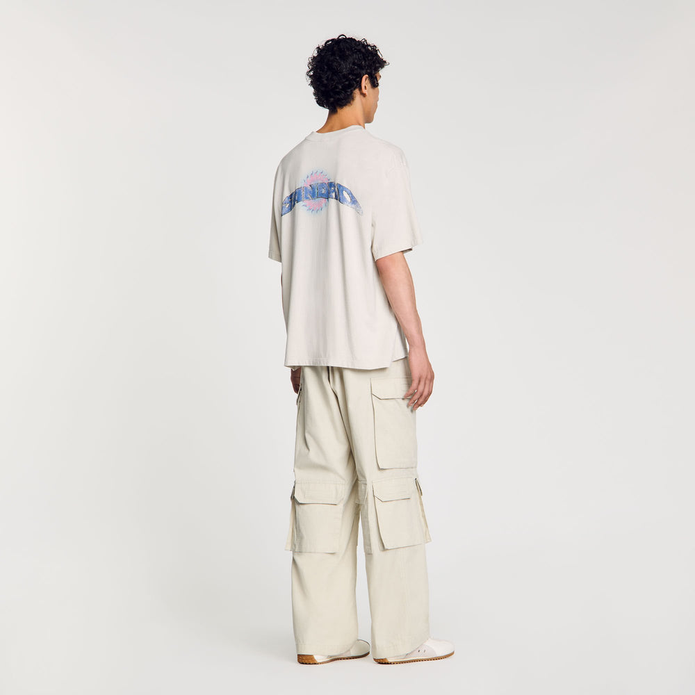 Sandro / Sun motif T-shirt Vintage White