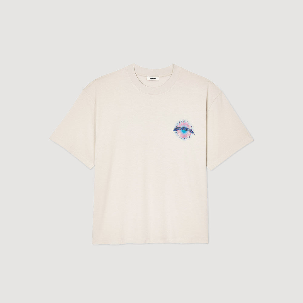 Sandro / Sun motif T-shirt Vintage White