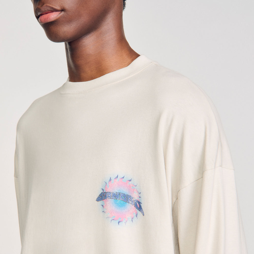 Sandro / Sun motif T-shirt Vintage White
