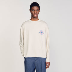 Sandro / Sun motif T-shirt Vintage White