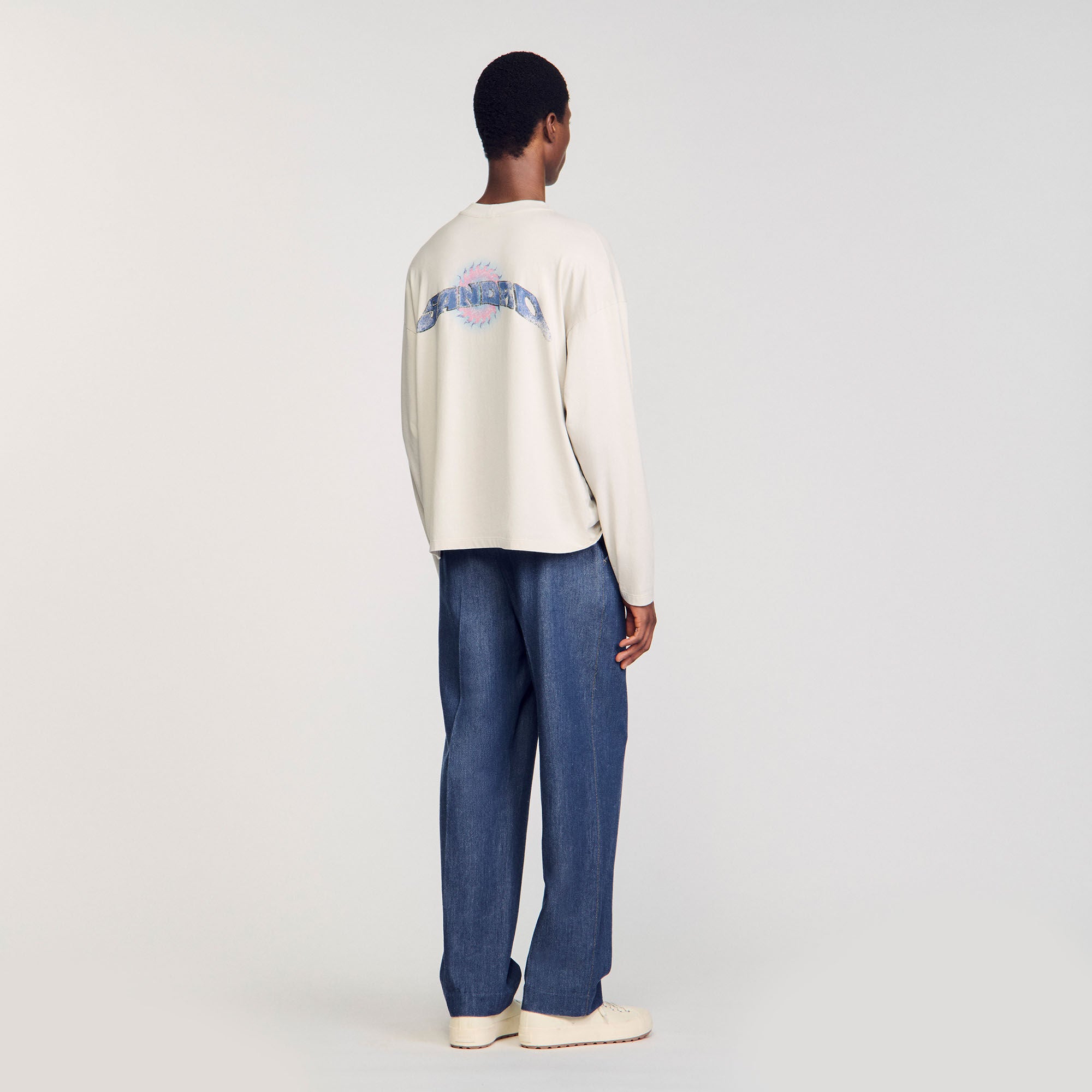 Sandro / Sun motif T-shirt Vintage White
