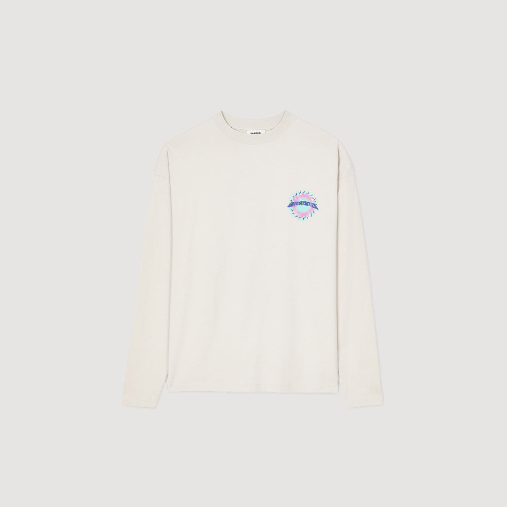 Sandro / Sun motif T-shirt Vintage White