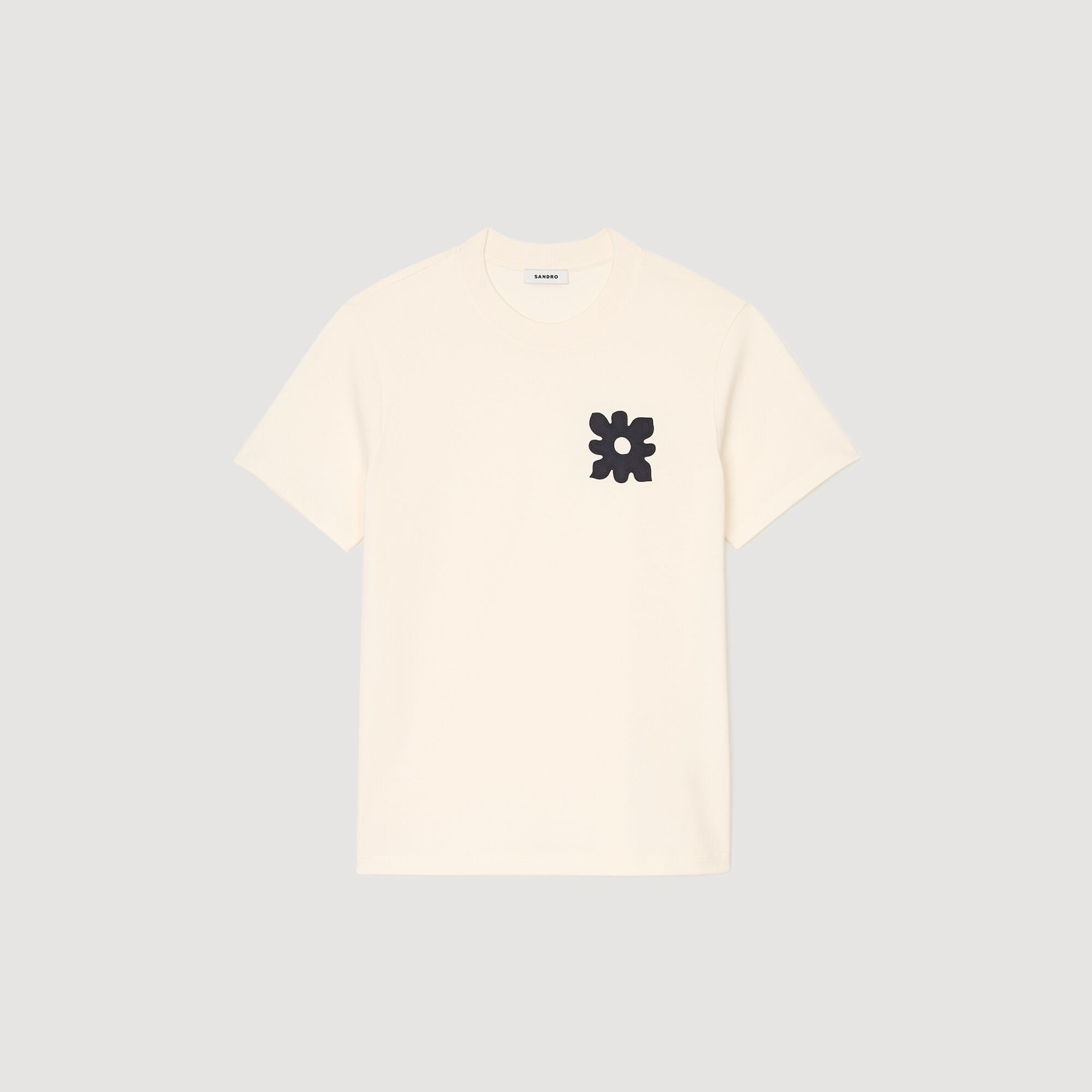 Sandro / T-shirt with flower detail Ivory.