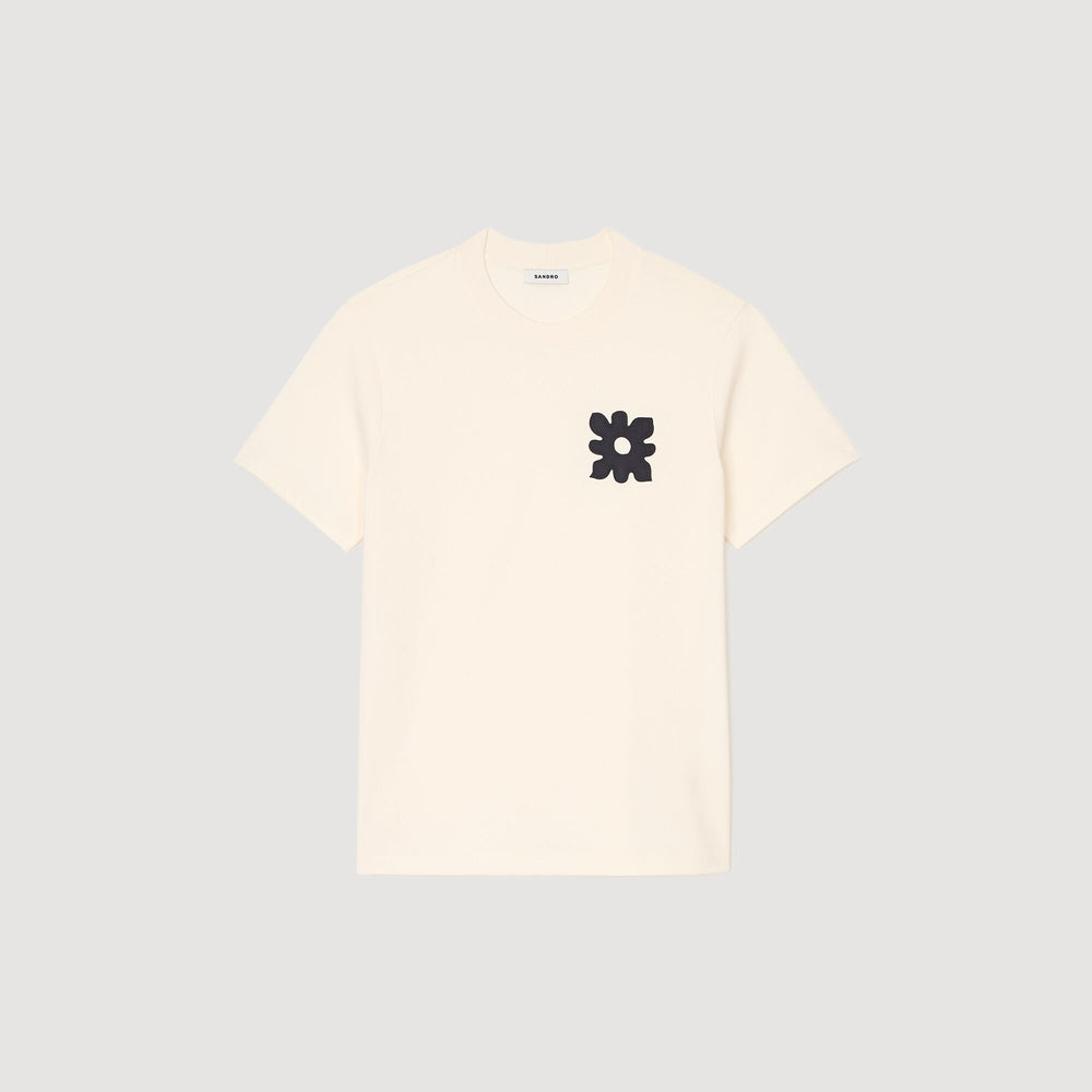 Sandro / T-shirt with flower detail Ivory.