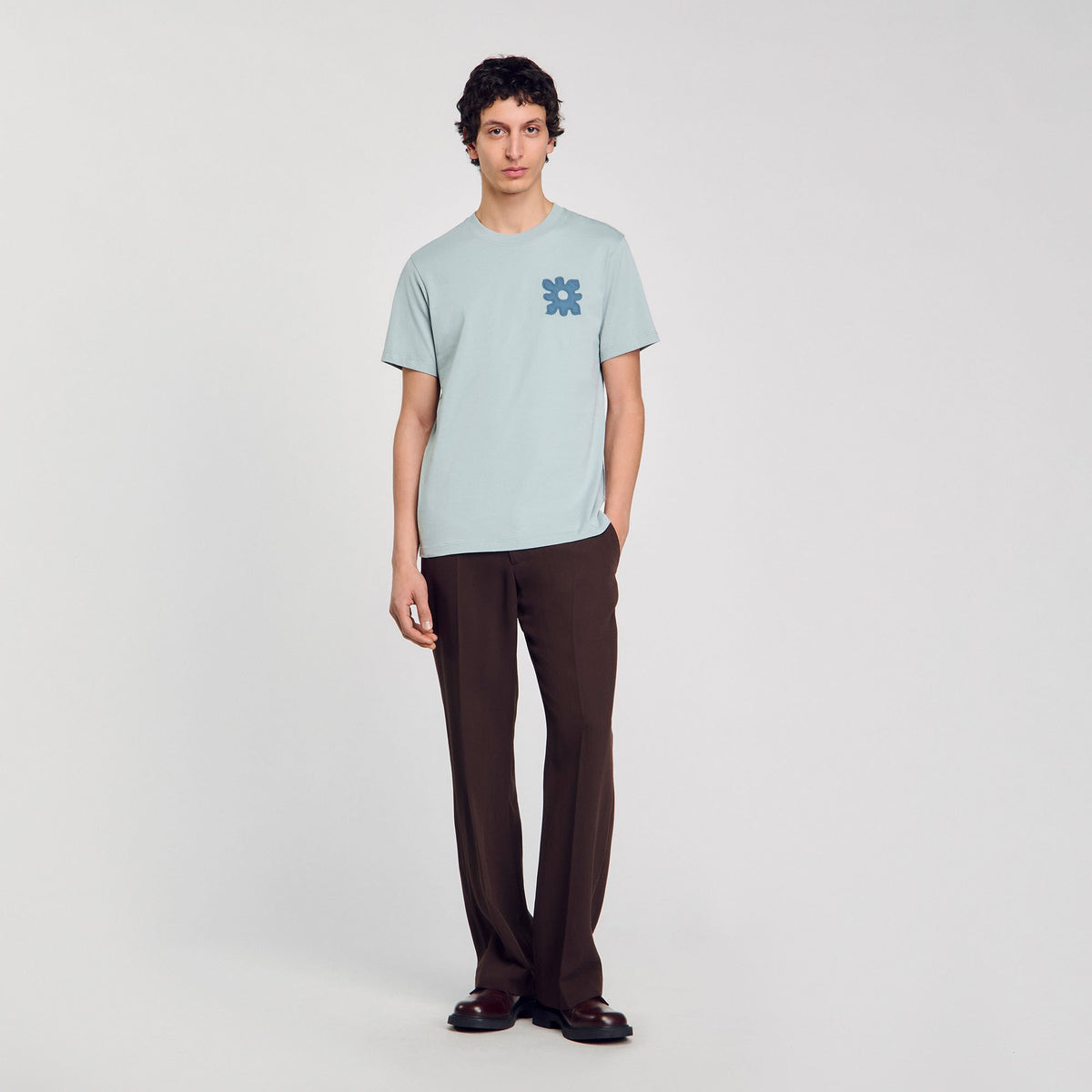 Sandro / T-shirt with flower detail Chambray