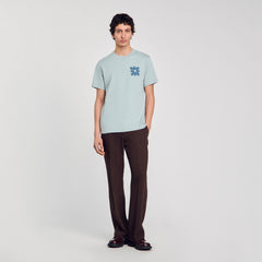 Sandro / T-shirt with flower detail Chambray