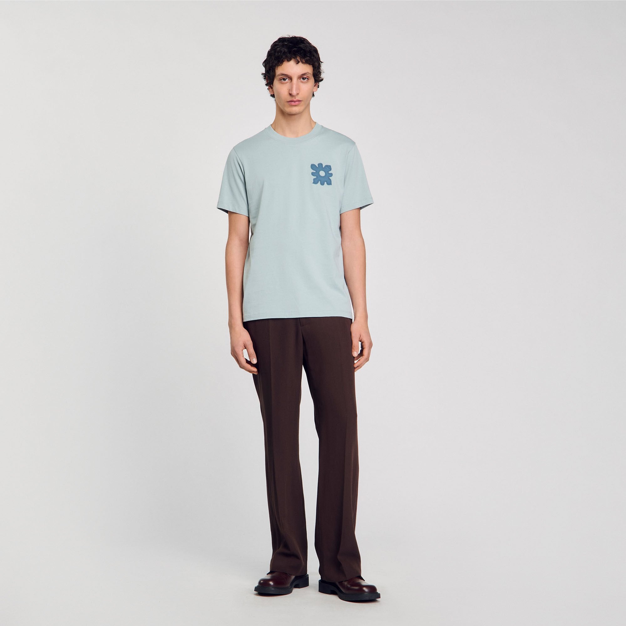 Sandro / T-shirt with flower detail Chambray