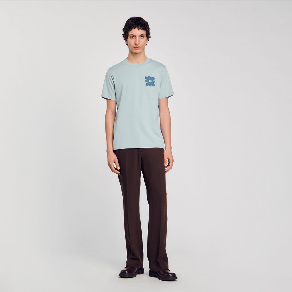 Sandro / T-shirt with flower detail Chambray