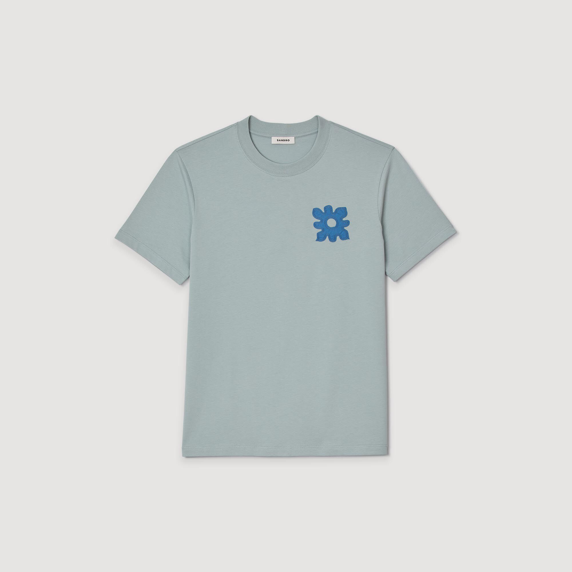Sandro / T-shirt with flower detail Chambray