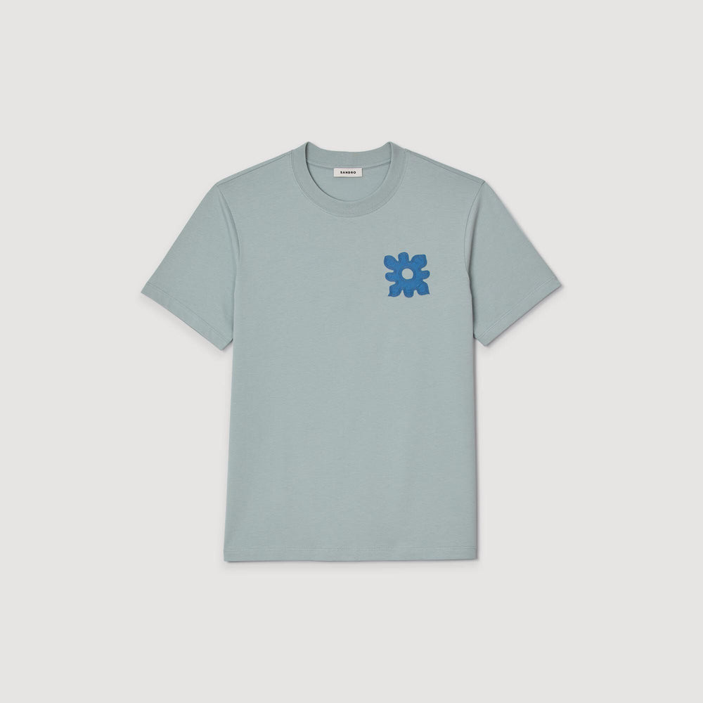 Sandro / T-shirt with flower detail Chambray