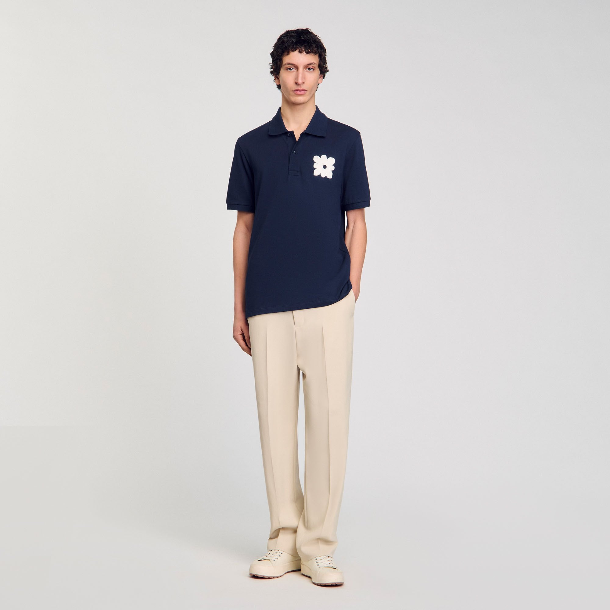 Sandro / Polo shirt with flower patch Midnight Blue