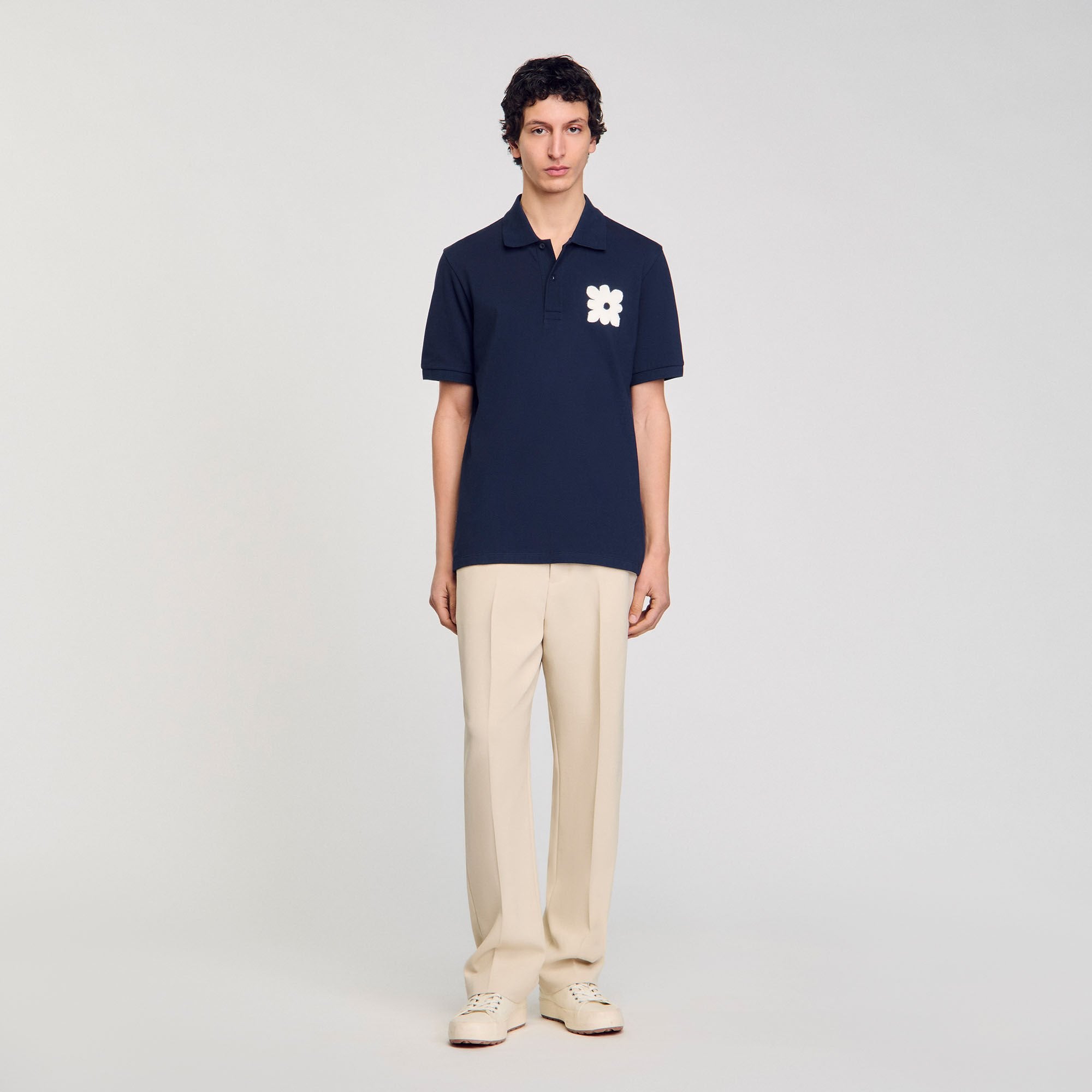 Sandro / Polo shirt with flower patch Midnight Blue