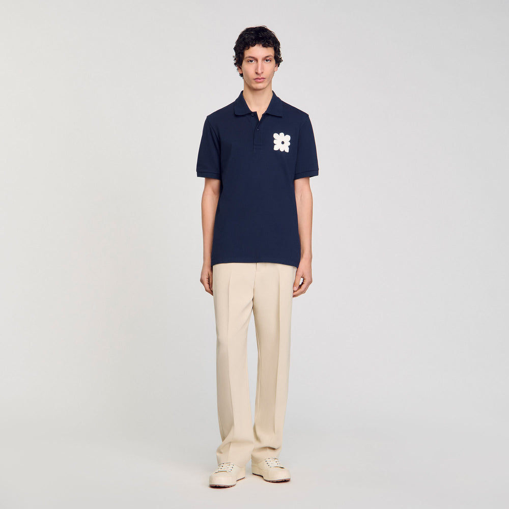 Sandro / Polo shirt with flower patch Midnight Blue