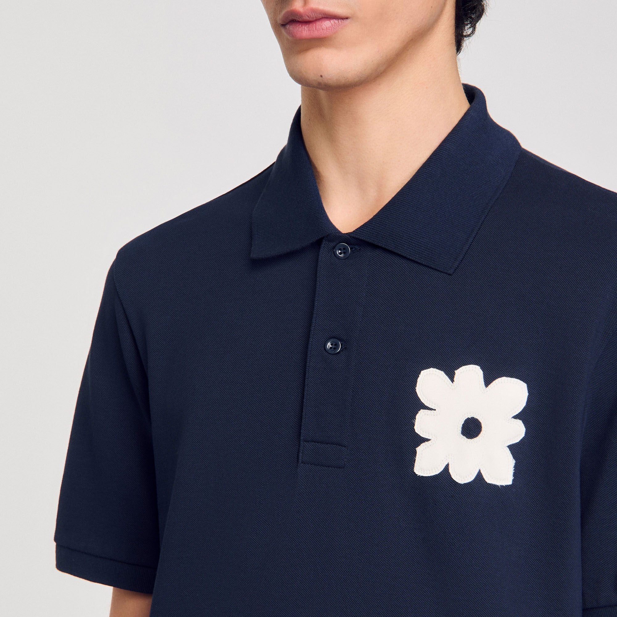 Sandro / Polo shirt with flower patch Midnight Blue