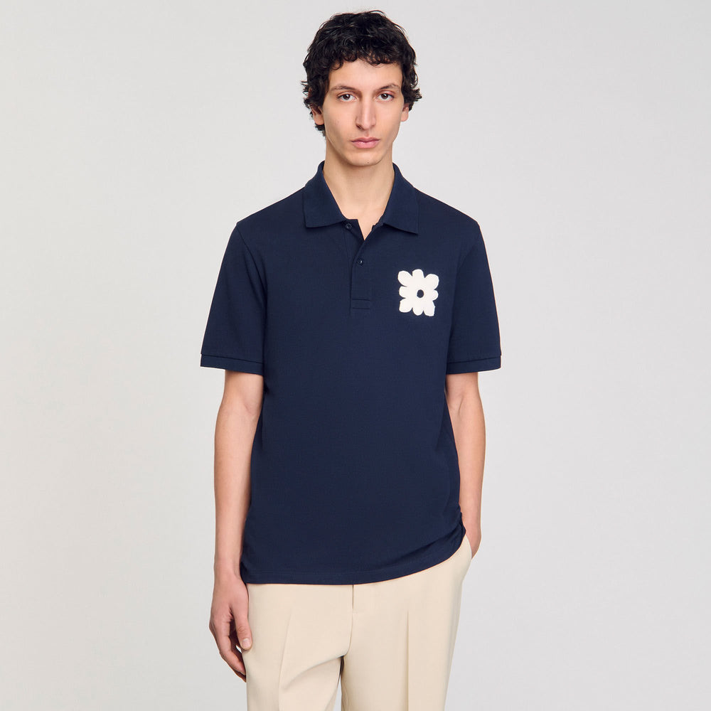Sandro / Polo shirt with flower patch Midnight Blue