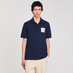 Sandro / Polo shirt with flower patch Midnight Blue