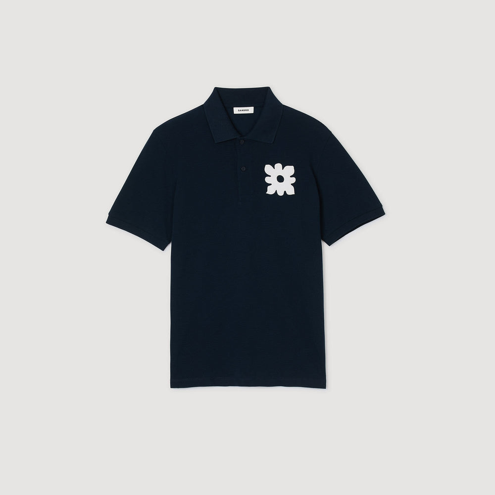 Sandro / Polo shirt with flower patch Midnight Blue