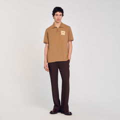 Sandro / Polo shirt with flower patch Nut
