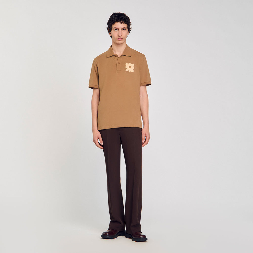 Sandro / Polo shirt with flower patch Nut