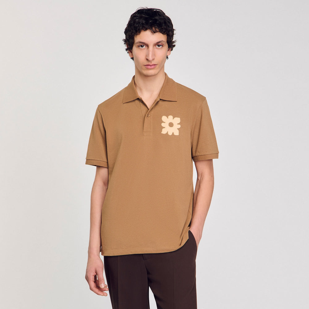 Sandro / Polo shirt with flower patch Nut