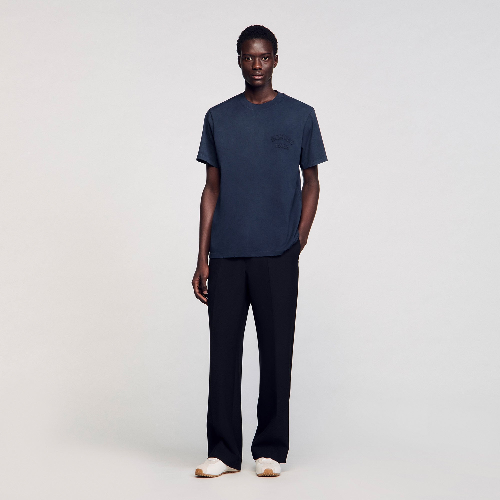Sandro / Worn-effect T-shirt Navy Blue