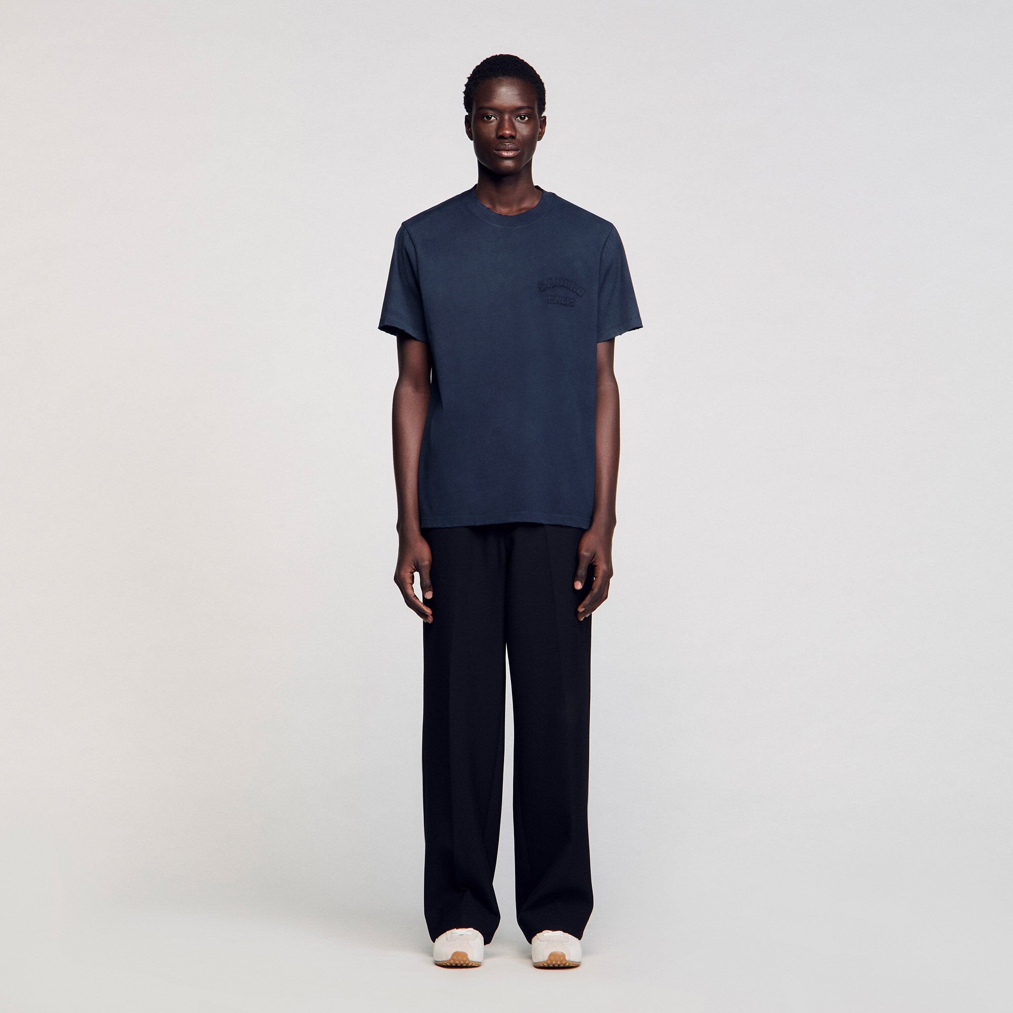 Sandro / Worn-effect T-shirt Navy Blue