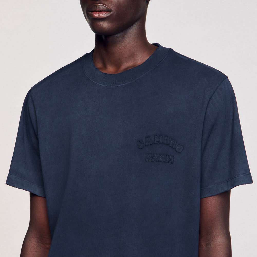 Sandro / Worn-effect T-shirt Navy Blue