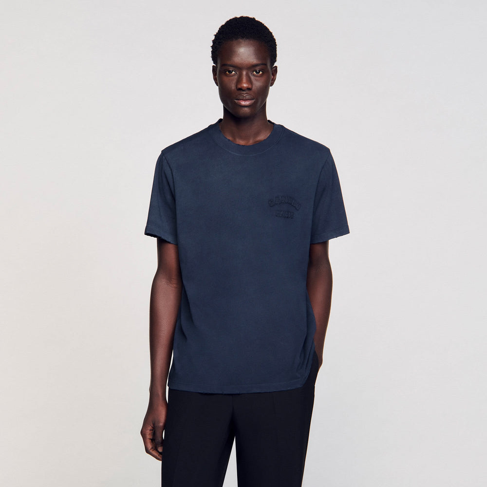 Sandro / Worn-effect T-shirt Navy Blue