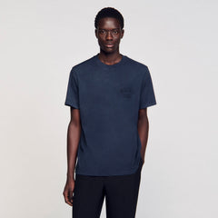 Sandro / Worn-effect T-shirt Navy Blue