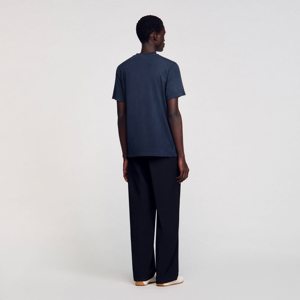 Sandro / Worn-effect T-shirt Navy Blue