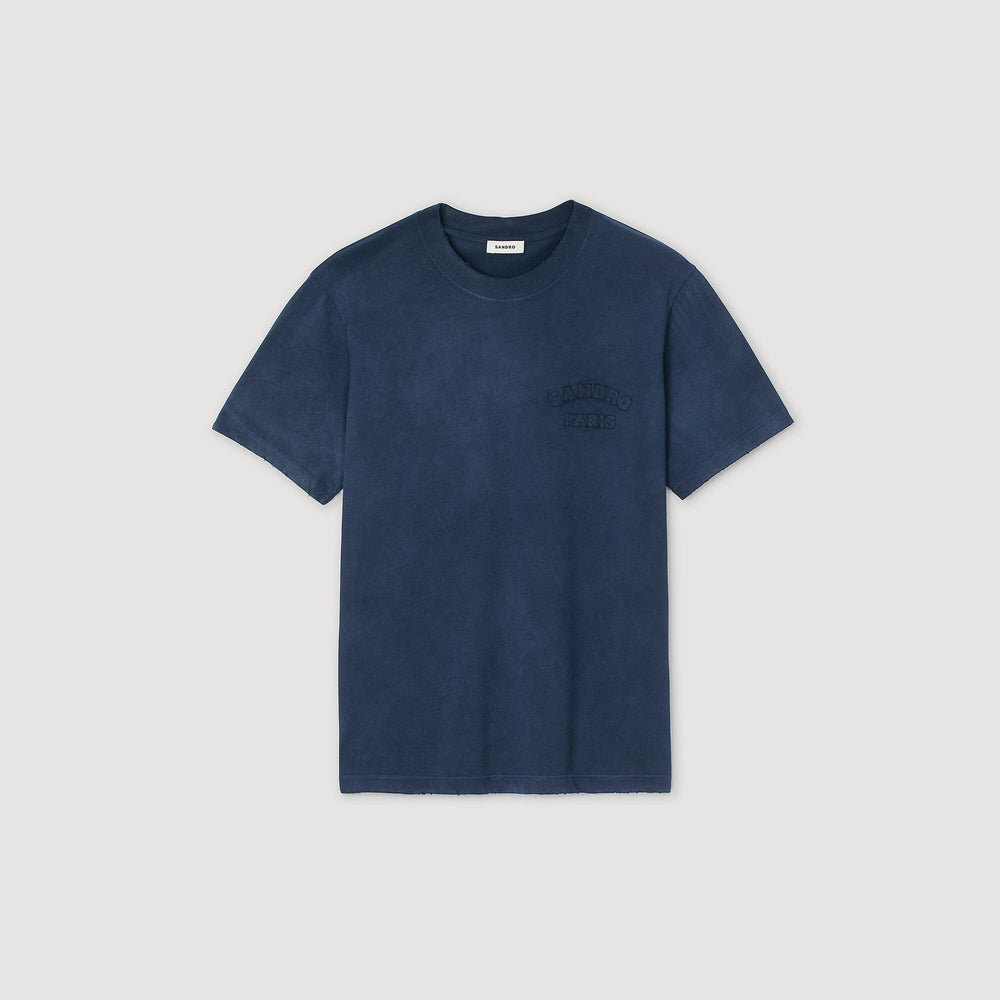 Sandro / Worn-effect T-shirt Navy Blue