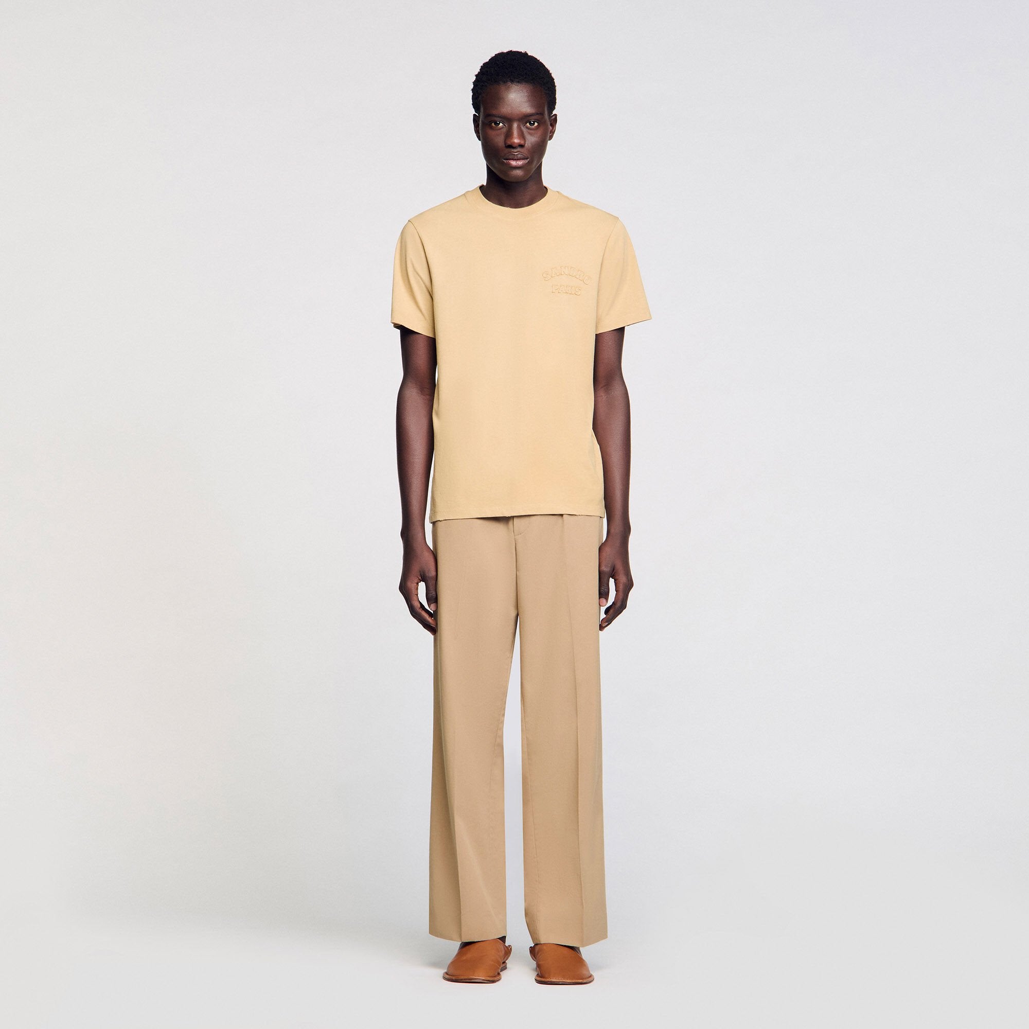 Sandro / Worn-effect T-shirt Sand.