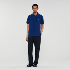 Sandro / Polo shirt with leather logo Navy Blue