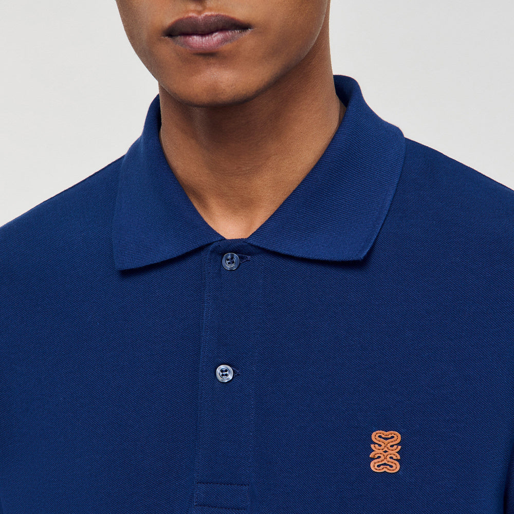 Sandro / Polo shirt with leather logo Navy Blue