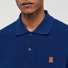 Sandro / Polo shirt with leather logo Navy Blue